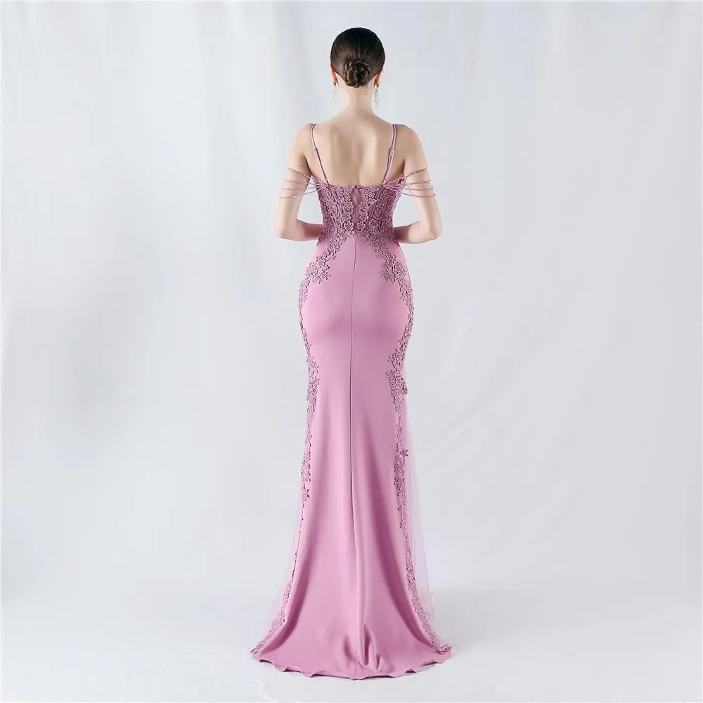 Purple Lace Mermaid Prom Long Skirt Sexy Off-Shoulder Bead Evening Gowns Elegant Appliques Satin Dresses