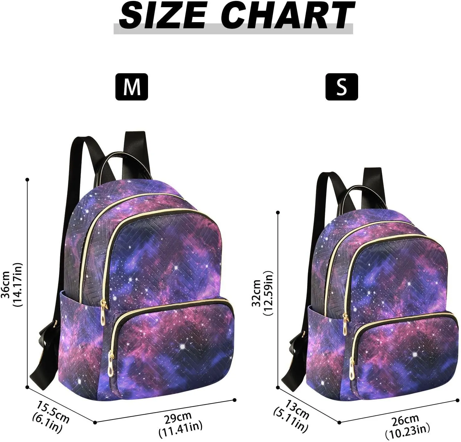 Purple Universe Starry Sky Fashion Travel Backpack for Women Multi Pockets Lightweight Purse for Women-M