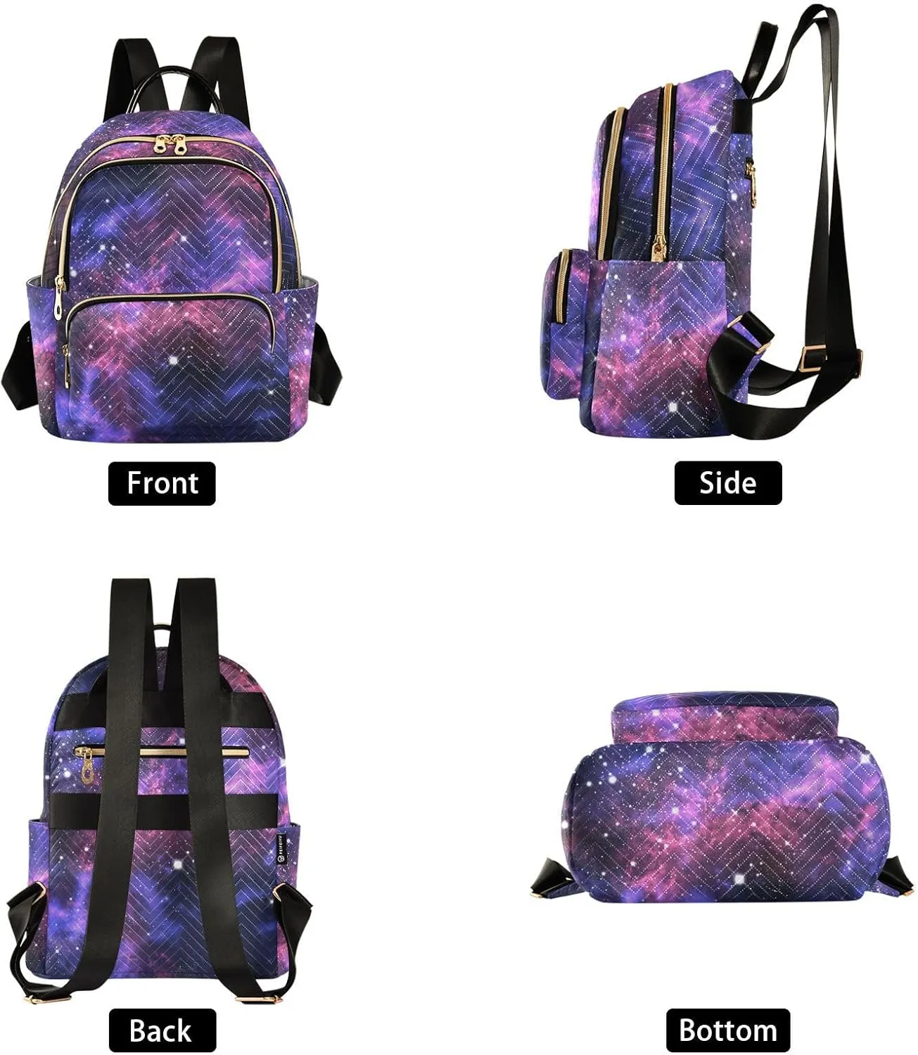 Purple Universe Starry Sky Fashion Travel Backpack for Women Multi Pockets Lightweight Purse for Women-M