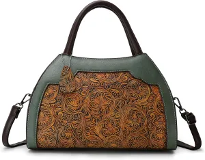 Purse and Handbags for Women Vegan Leather Shoulder Hand Bags Top Handle Satchel Crossbody Bag Vintage Embossing Pattern