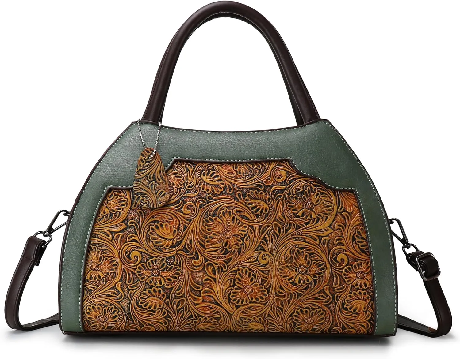 Purse and Handbags for Women Vegan Leather Shoulder Hand Bags Top Handle Satchel Crossbody Bag Vintage Embossing Pattern