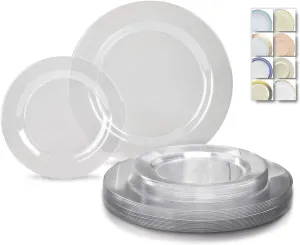 " OCCASIONS " 120 Plates Pack,(60 Guests) Heavyweight Premium Wedding Party Disposable Plastic Plates Set -60 x 10.5'' Dinner   60 x 7.5'' Salad/Dessert (Plain Clear)