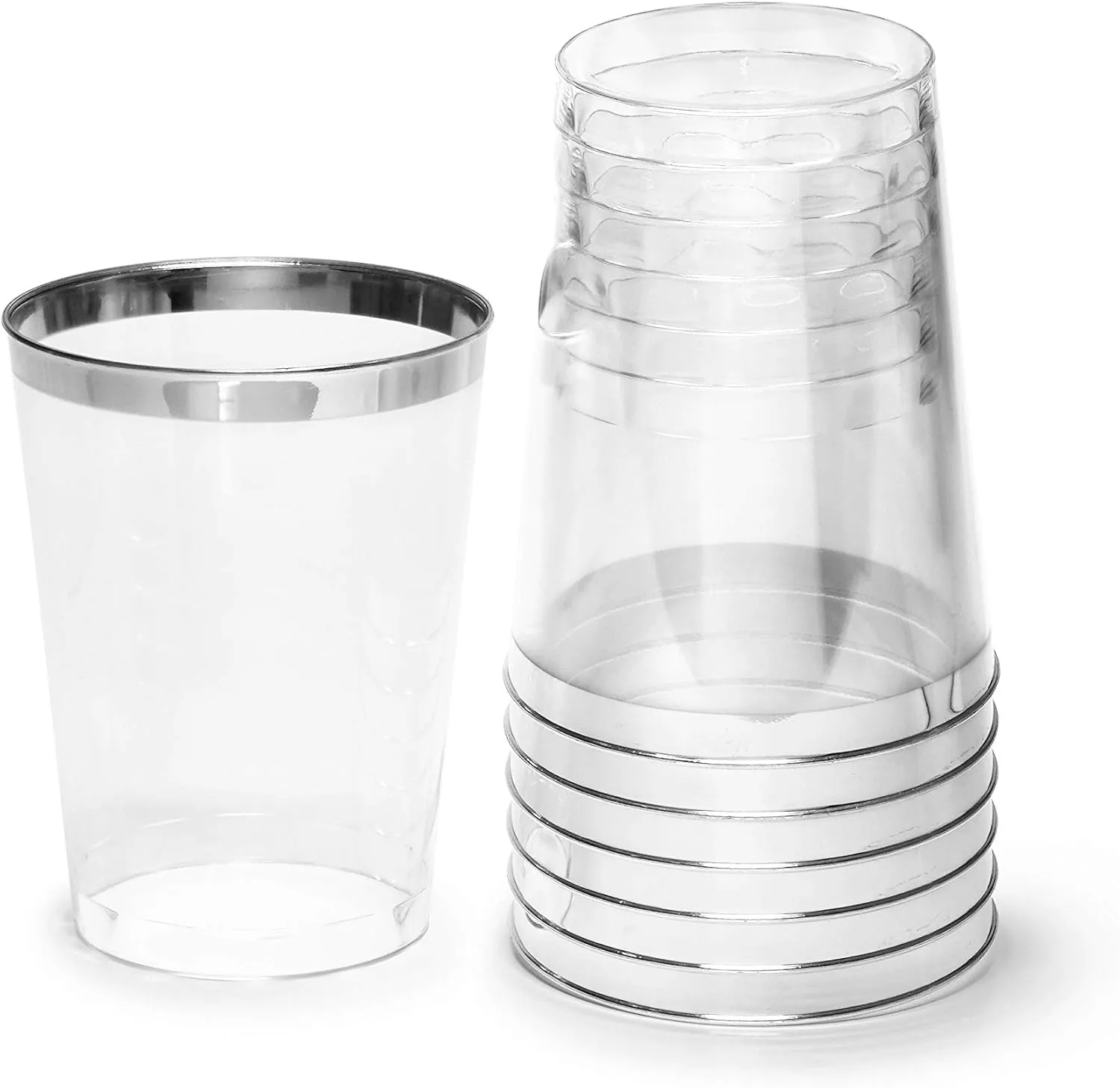 " OCCASIONS " 320pcs set (40 Guests)-Heavyweight Wedding Party Disposable Plastic Plate Set -40 x 10.5''  40 x 7.5''  Silverware Cups linen like paper Napkins (Diamond White & Silver)