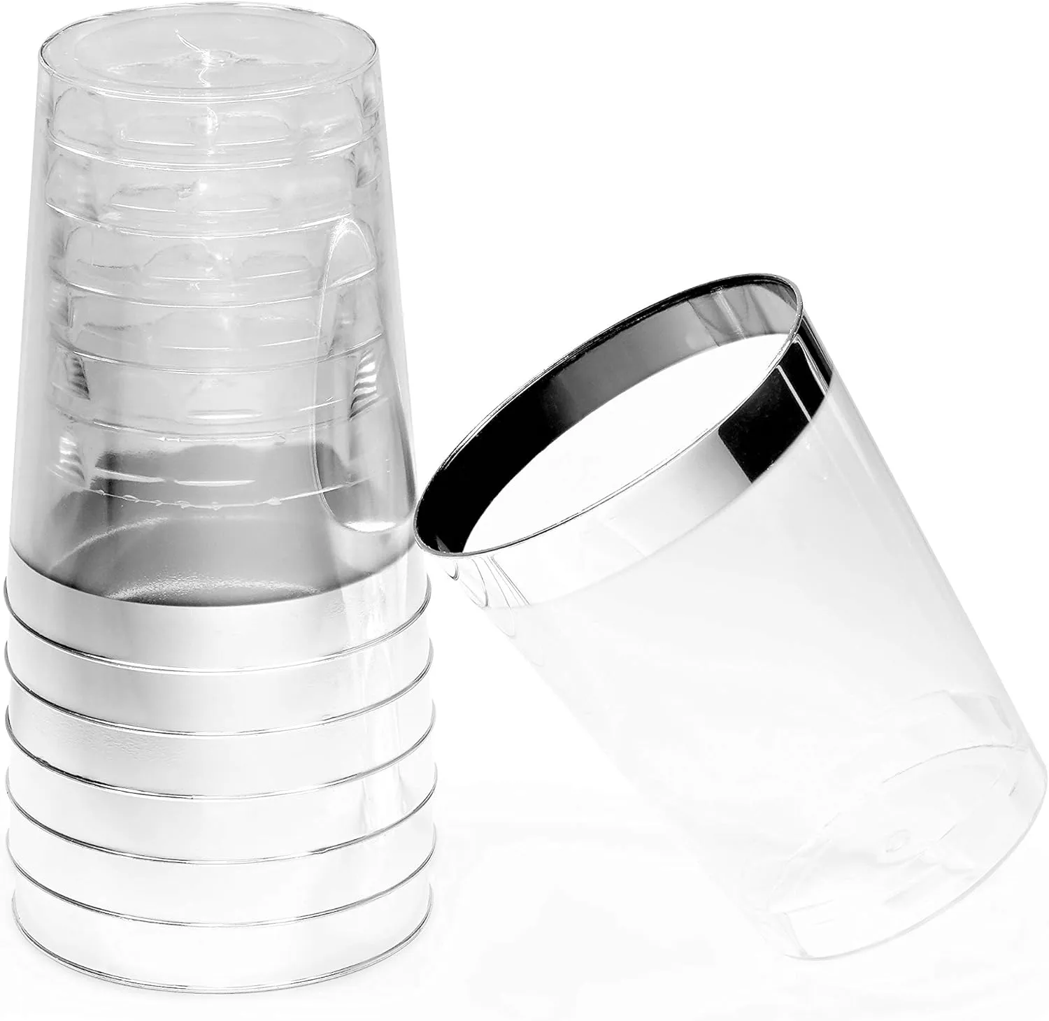 " OCCASIONS " 320pcs set (40 Guests)-Heavyweight Wedding Party Disposable Plastic Plate Set -40 x 10.5''   40 x7.5'' Silverware Cups linen like paper Napkins (Linen White & Silver)