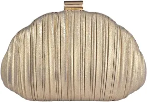 QWINEE Women's Shell Shaped Clutch Purse Ruched Mini Crossbody Bag Elegant Evening Handbag with Chain Strap