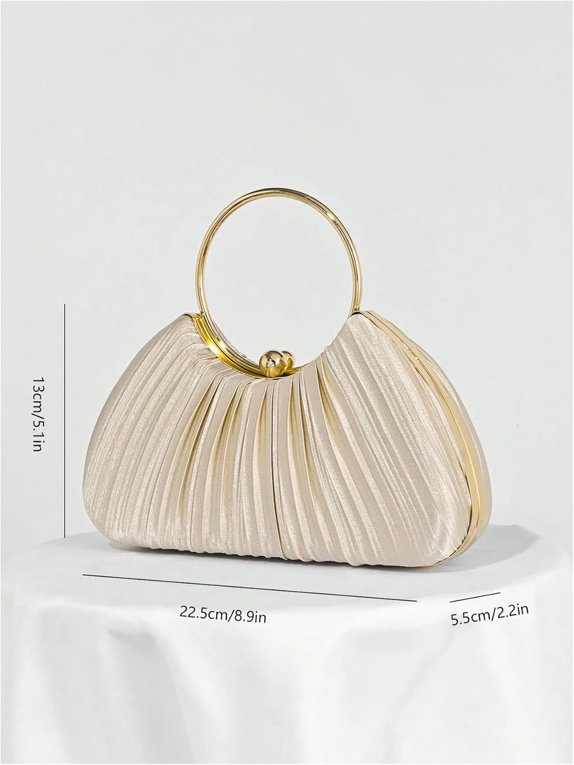 QWINEE Women's Shell Shaped Clutch Purse Ruched Mini Crossbody Bag Elegant Evening Handbag with Chain Strap