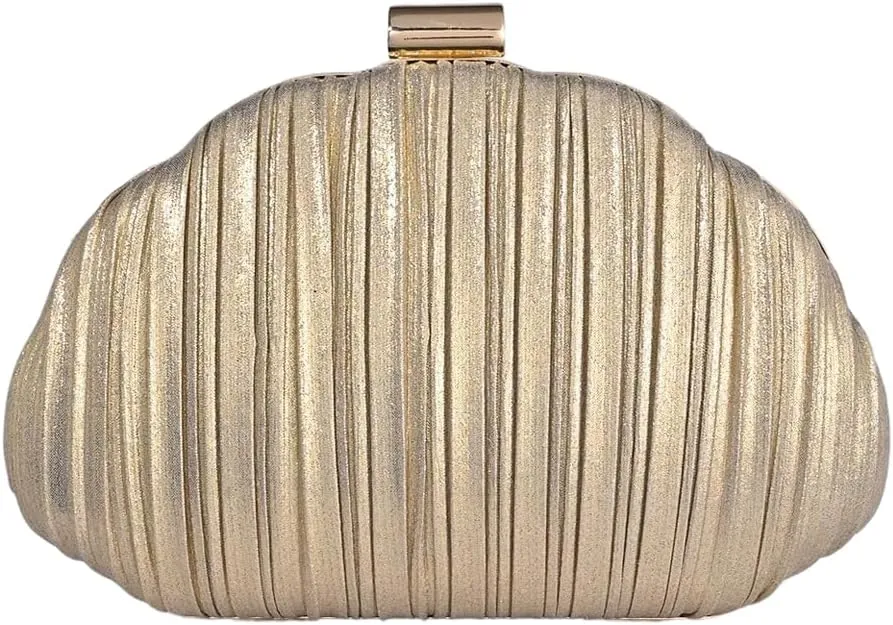 QWINEE Women's Shell Shaped Clutch Purse Ruched Mini Crossbody Bag Elegant Evening Handbag with Chain Strap