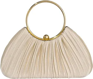 QWINEE Women's Shell Shaped Clutch Purse Ruched Mini Crossbody Bag Elegant Evening Handbag with Chain Strap