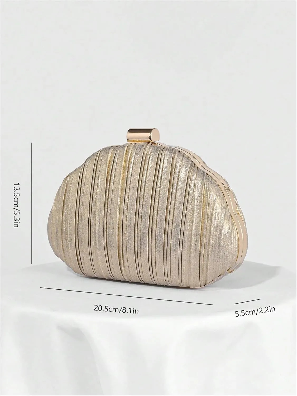 QWINEE Women's Shell Shaped Clutch Purse Ruched Mini Crossbody Bag Elegant Evening Handbag with Chain Strap