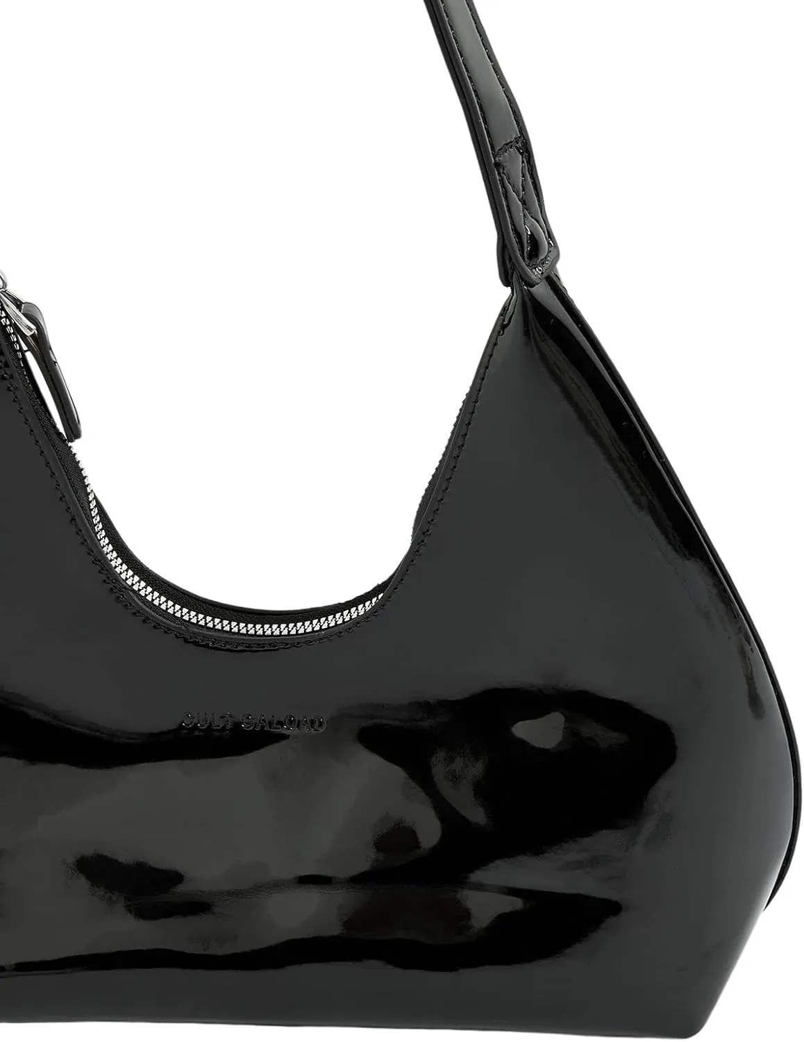 QWINEE Women's Y2K Shoulder Bags Retro Handbags Patent Leather Purses Zipper Crescent Clutch Top Handle Underarm Bag