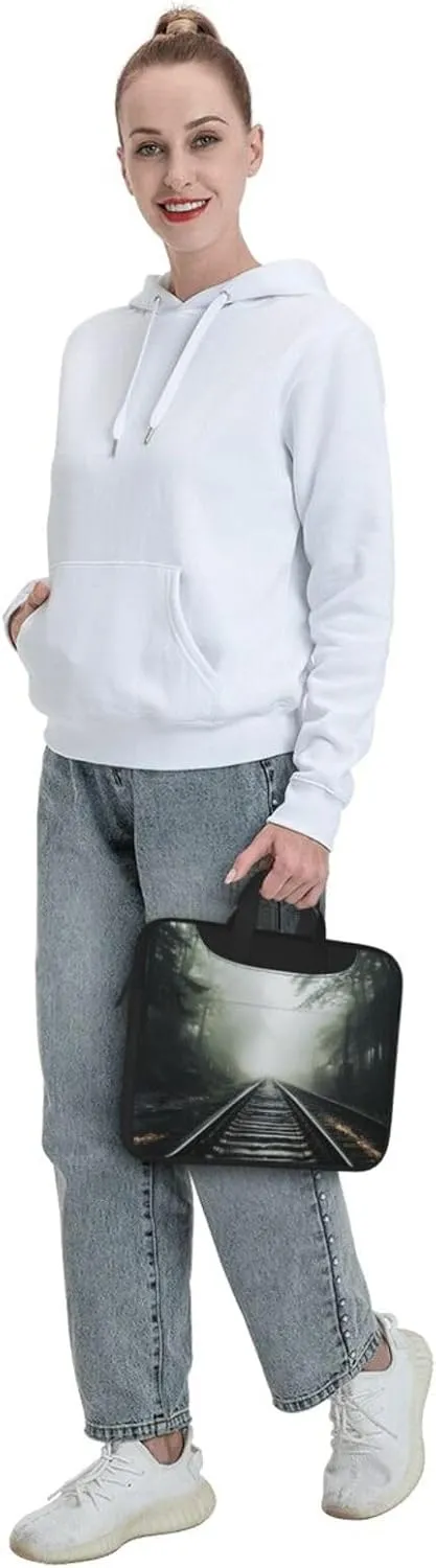 Railway in The Fog Laptop Bag for Women Men 15.6" Computer Sleeve Business Travel Briefcase Messenger Bag