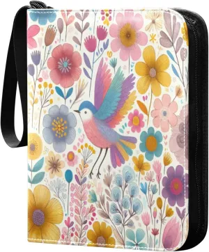 Rainbow Bird Card Binder 4 Pockets, 400 Pockets Trading Card Binder Removable Card Albums Card Holder for Games, Sports, Football, Baseball Cards
