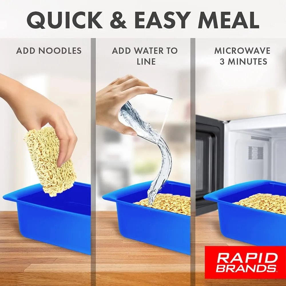 Rapid Ramen Cooker | Microwave Ramen in 3 Minutes | Perfect for Dorm, Small Kitchen, or Office | Dishwasher-Safe, Microwaveable, BPA-Free (Red, 2 Pack)
