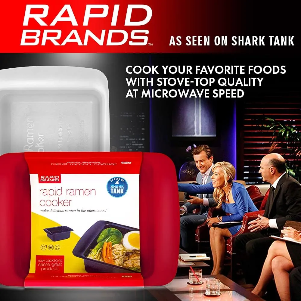 Rapid Ramen Cooker | Microwave Ramen in 3 Minutes | Perfect for Dorm, Small Kitchen, or Office | Dishwasher-Safe, Microwaveable, BPA-Free (Red, 2 Pack)