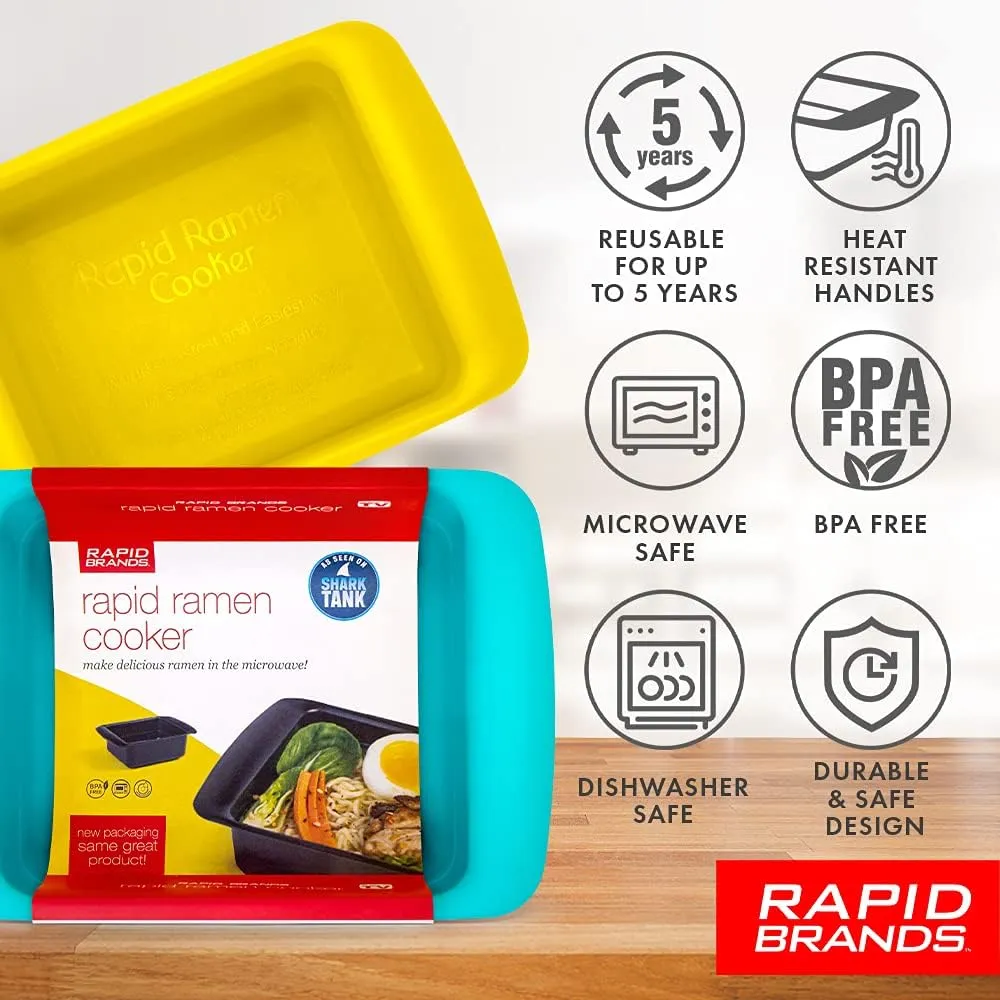 Rapid Ramen Cooker | Microwave Ramen in 3 Minutes | Perfect for Dorm, Small Kitchen, or Office | Dishwasher-Safe, Microwaveable, BPA-Free (Red, 2 Pack)