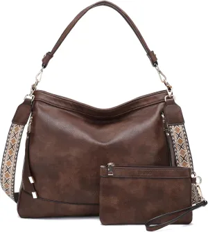 RAVUO Hobo Bag Fashion Women Handbags and Wallet Set Ladies Chic Crossbody Shoulder Purse W Gutair Strap