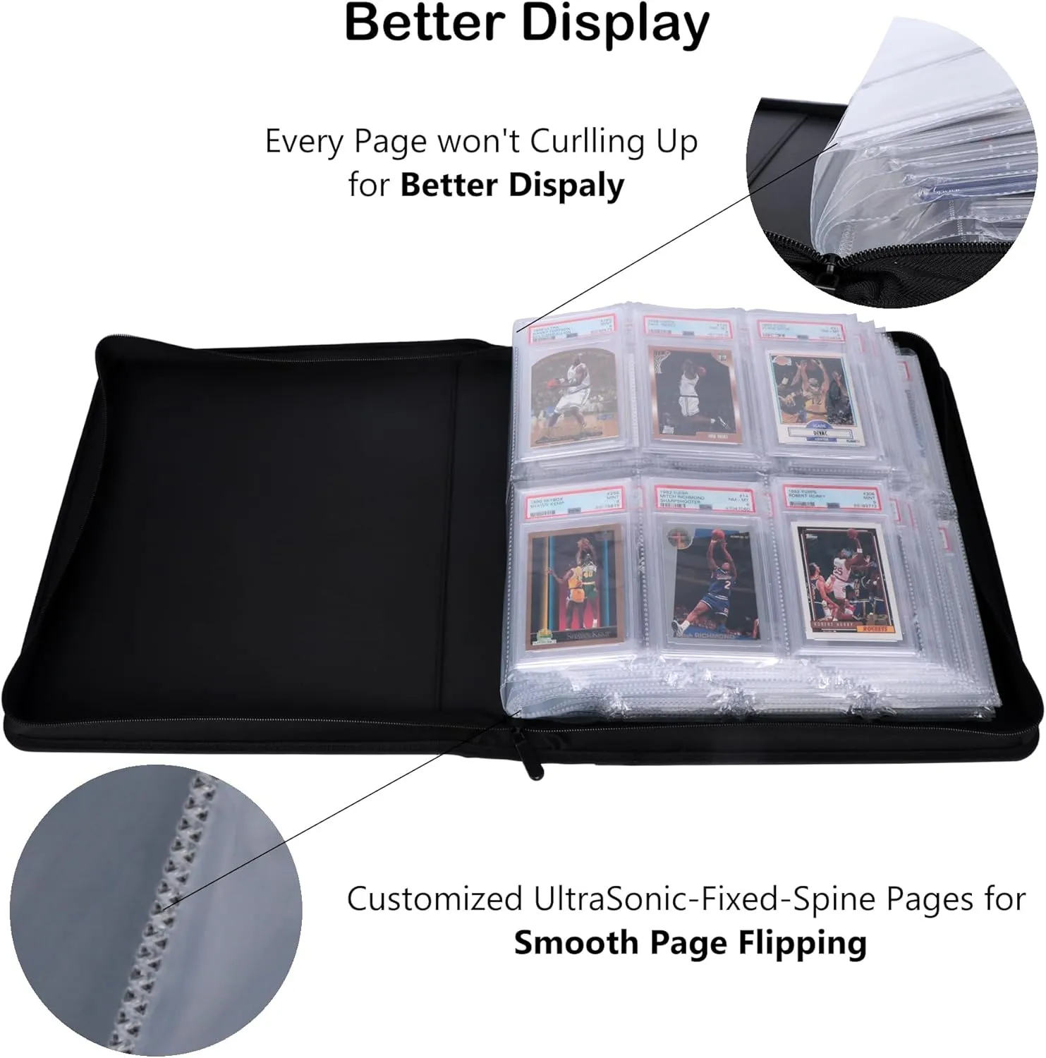 Rayvol PSA Slab Binder, Holds 72 PSA Slabs, 6-Pocket Graded Card Binder for PSA, CGC, CSG, FGS and FCG Slabs, Black, PSAbinder672W