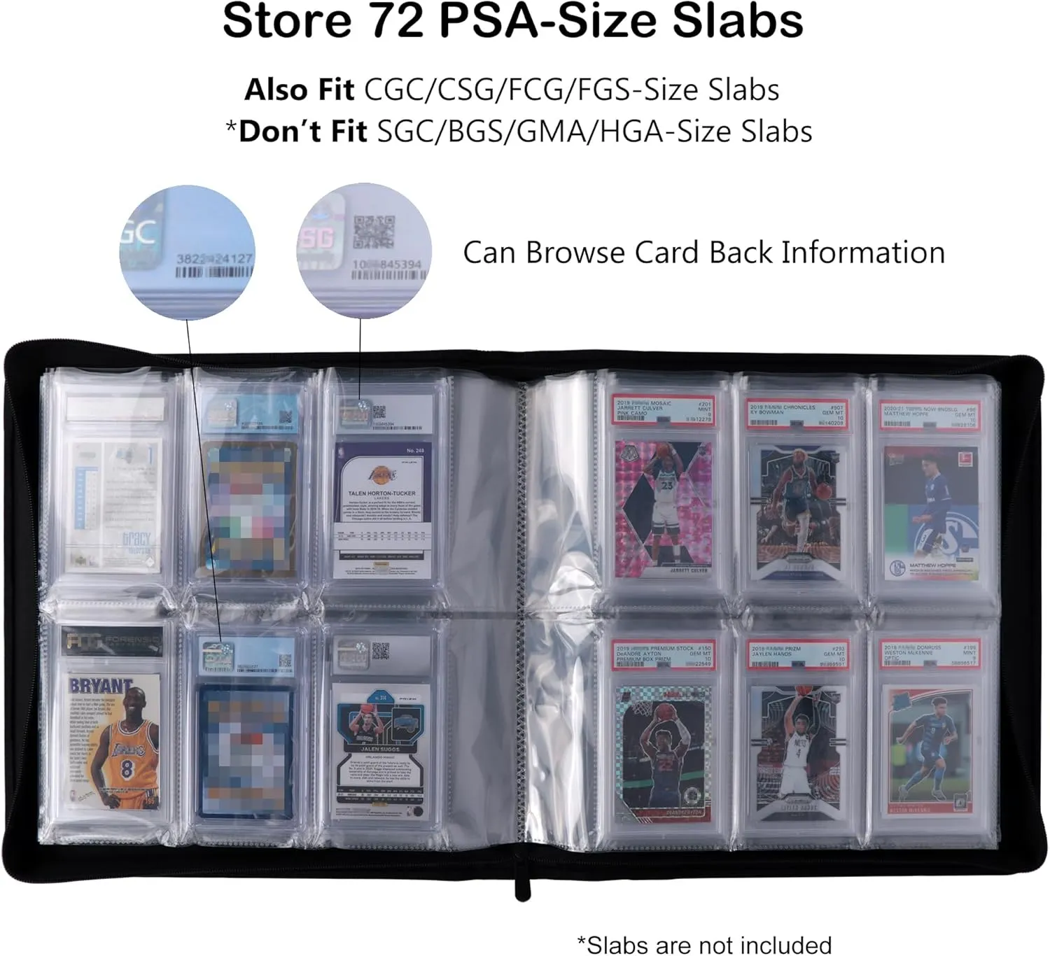 Rayvol PSA Slab Binder, Holds 72 PSA Slabs, 6-Pocket Graded Card Binder for PSA, CGC, CSG, FGS and FCG Slabs, Black, PSAbinder672W