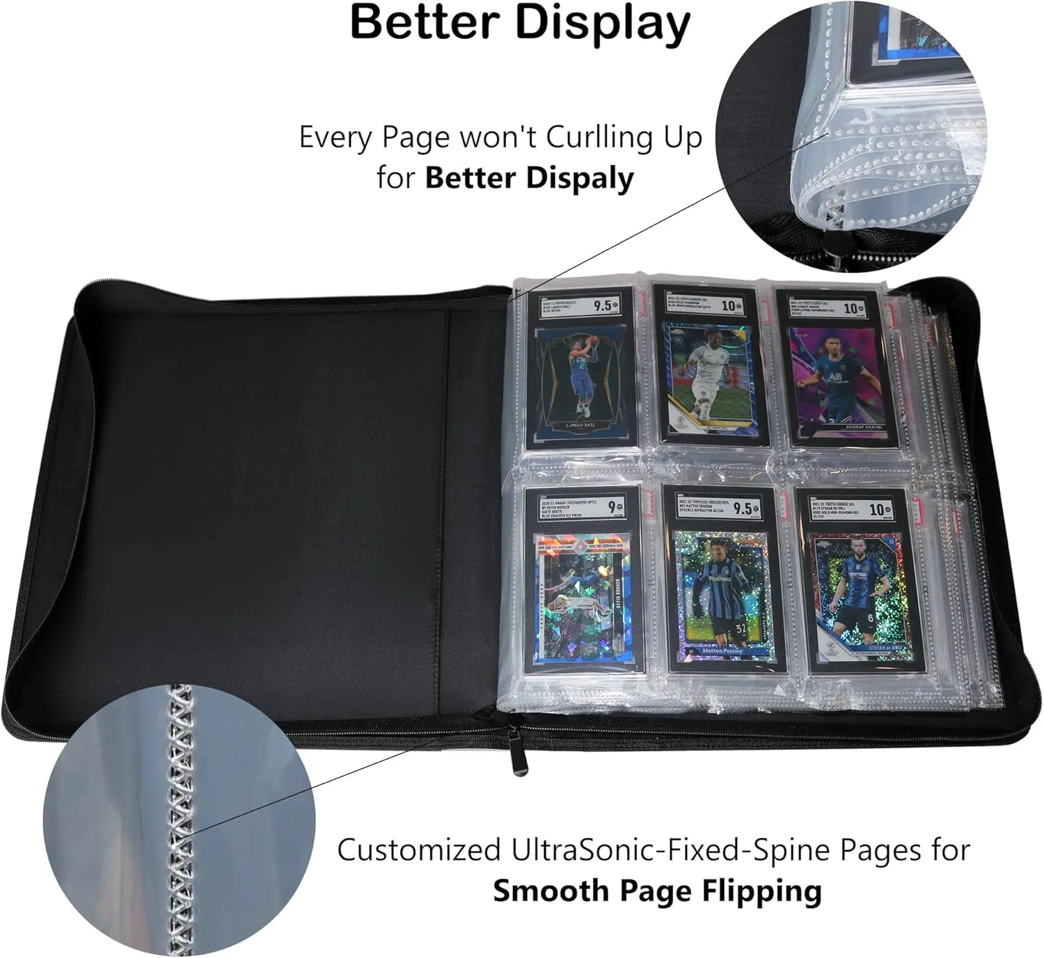 Rayvol Slab Binder, Holds 60 Slabs, 6-Pocket Graded Card Binder for SGC, BGS, HGA and GMA