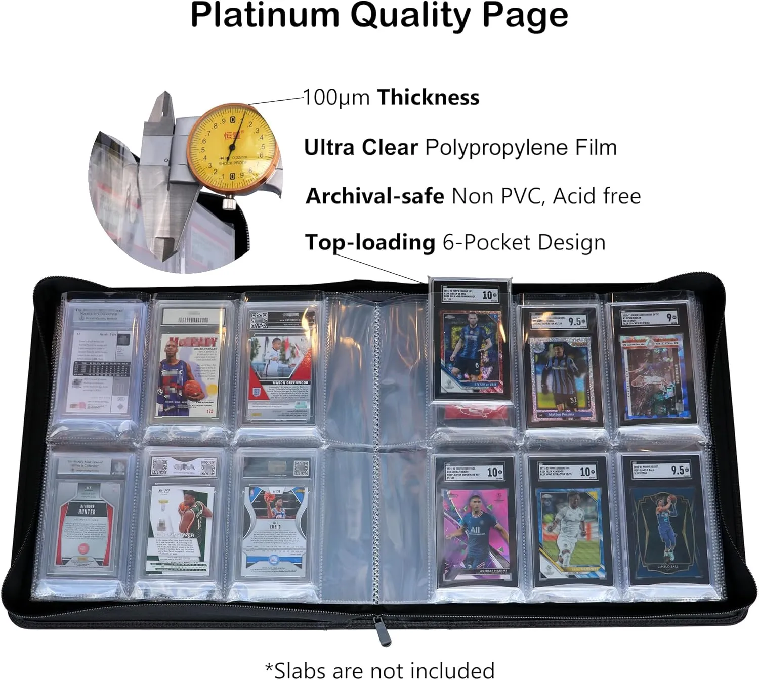 Rayvol Slab Binder, Holds 60 Slabs, 6-Pocket Graded Card Binder for SGC, BGS, HGA and GMA
