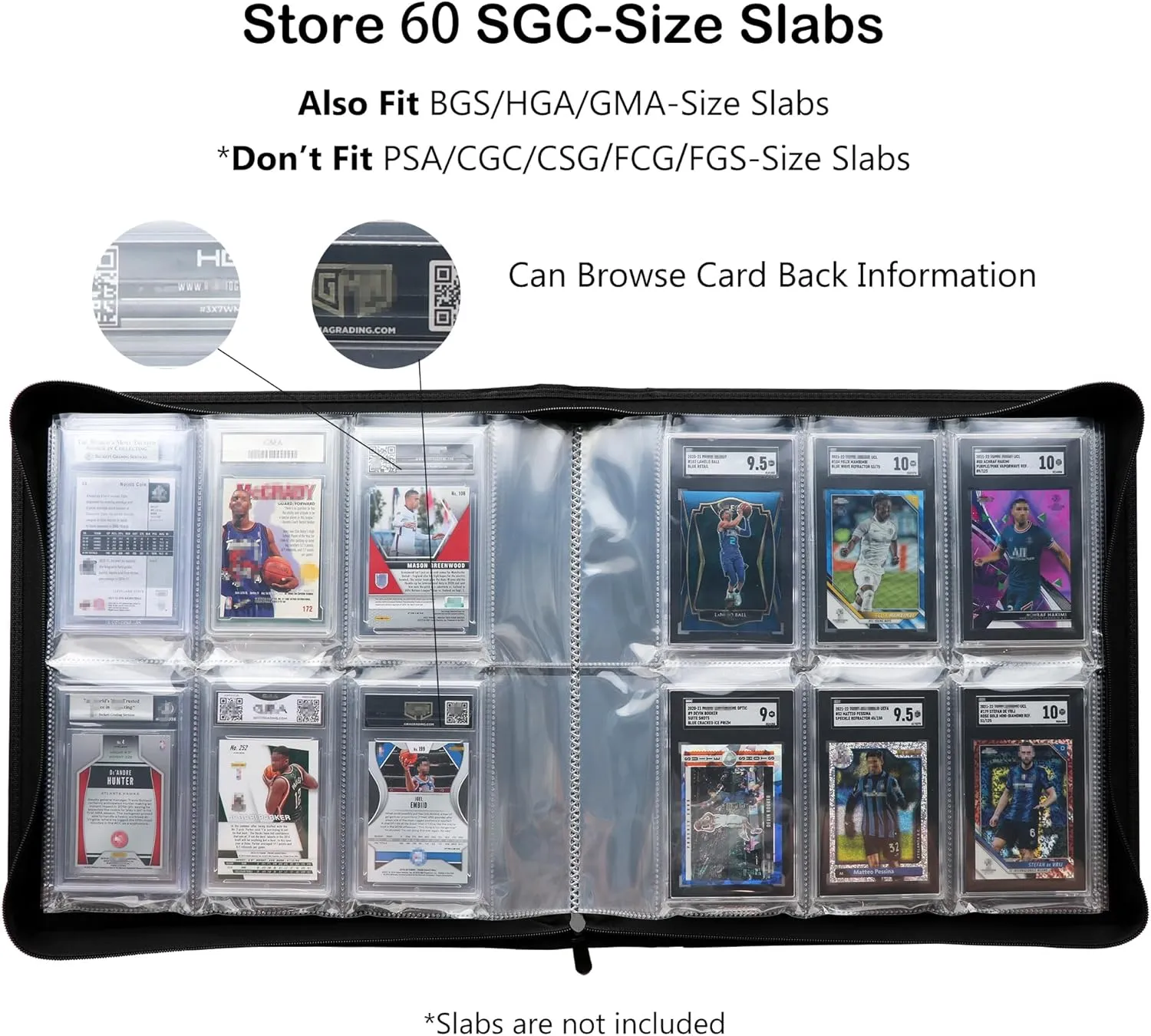 Rayvol Slab Binder, Holds 60 Slabs, 6-Pocket Graded Card Binder for SGC, BGS, HGA and GMA