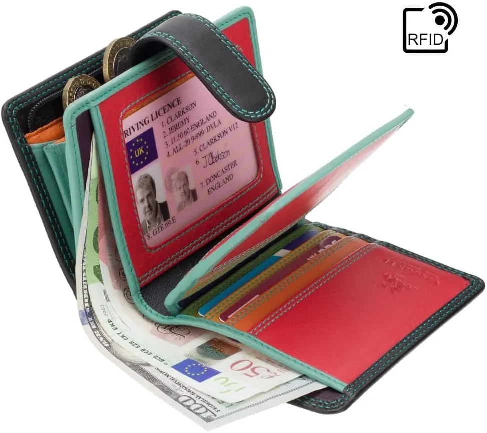 RB40 Multi Colored Small Soft Leather Ladies Wallet & Purse (Black Rhumba)