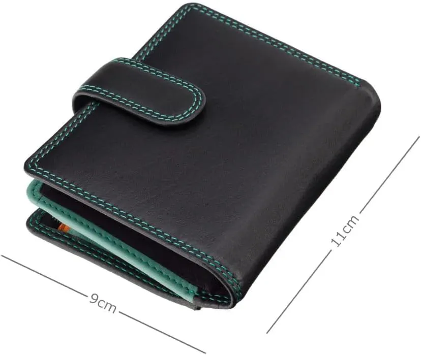 RB40 Multi Colored Small Soft Leather Ladies Wallet & Purse (Black Rhumba)