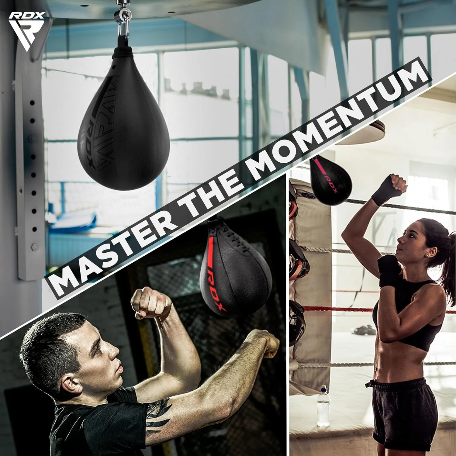 RDX Speed Bag Boxing Ball, Maya Hide Leather Dodge Striking Target with Additional Bladder, MMA Muay Thai Punching Workout Kicking Martial Arts Training Home Gym Exercise Speedball