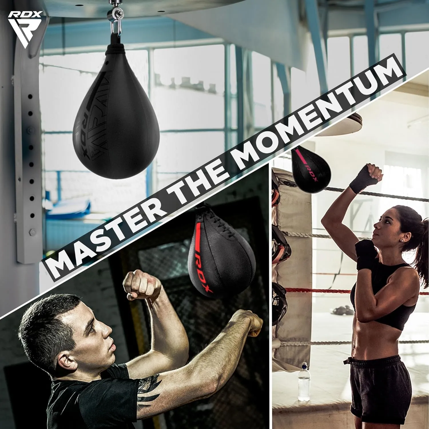 RDX Speed Bag Boxing Ball, Maya Hide Leather Dodge Striking Target with Additional Bladder, MMA Muay Thai Punching Workout Kicking Martial Arts Training Home Gym Exercise Speedball