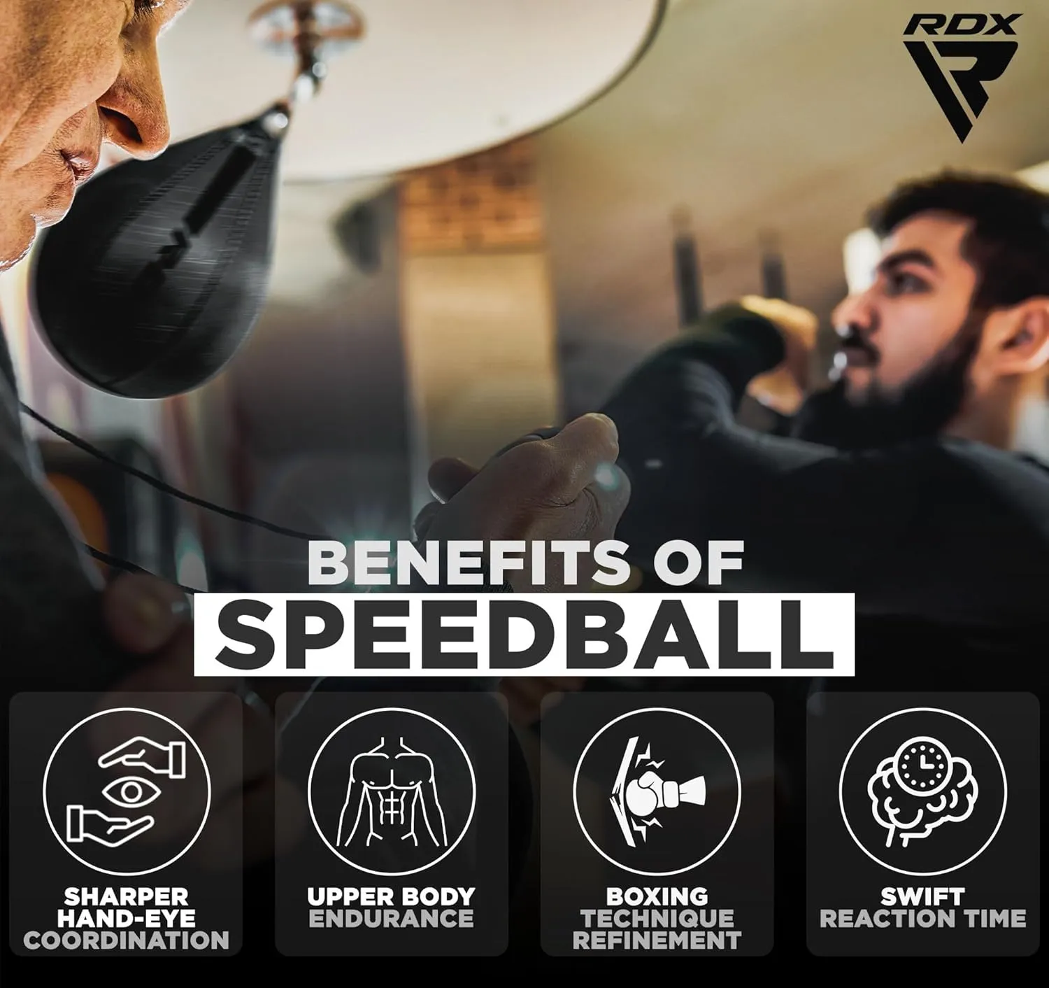 RDX Speed Bag Boxing Ball, Maya Hide Leather Dodge Striking Target with Additional Bladder, MMA Muay Thai Punching Workout Kicking Martial Arts Training Home Gym Exercise Speedball