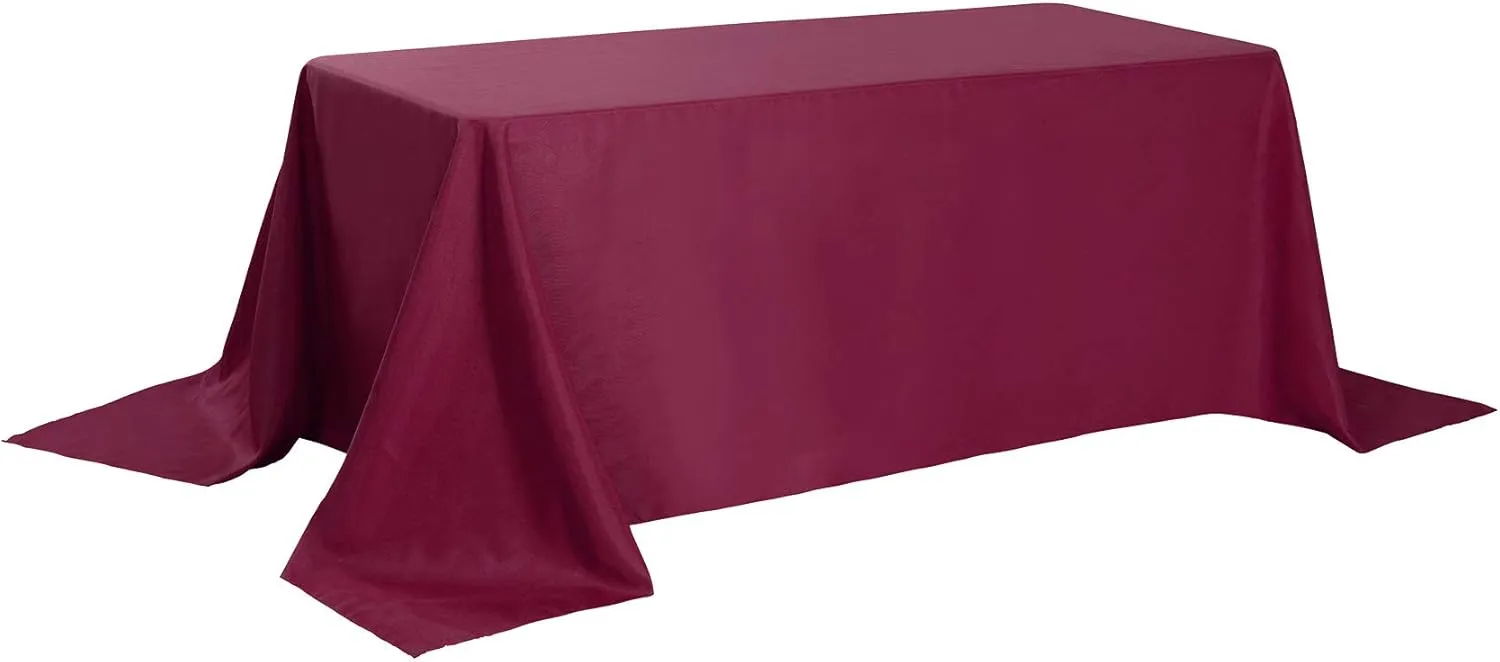 Rectangle Tablecloth 90x156 inch Washable Polyester Fabric Table Cloth for Wedding Party Dining Banquet Decoration（90x156, Burgundy）
