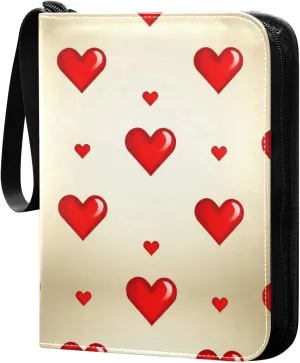 Red Hearts Card Binder 4 Pockets, 400 Pockets Trading Card Binder Removable Card Albums Card Holder for Games, Sports, Football, Baseball Cards