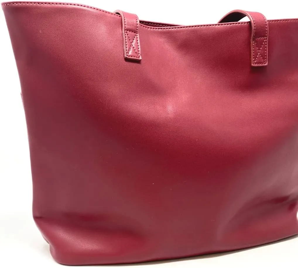 Red Vegan Classic Tote with Exterior Pockets, Handbag, Purse for Women, Large Handbag, Travel Purse