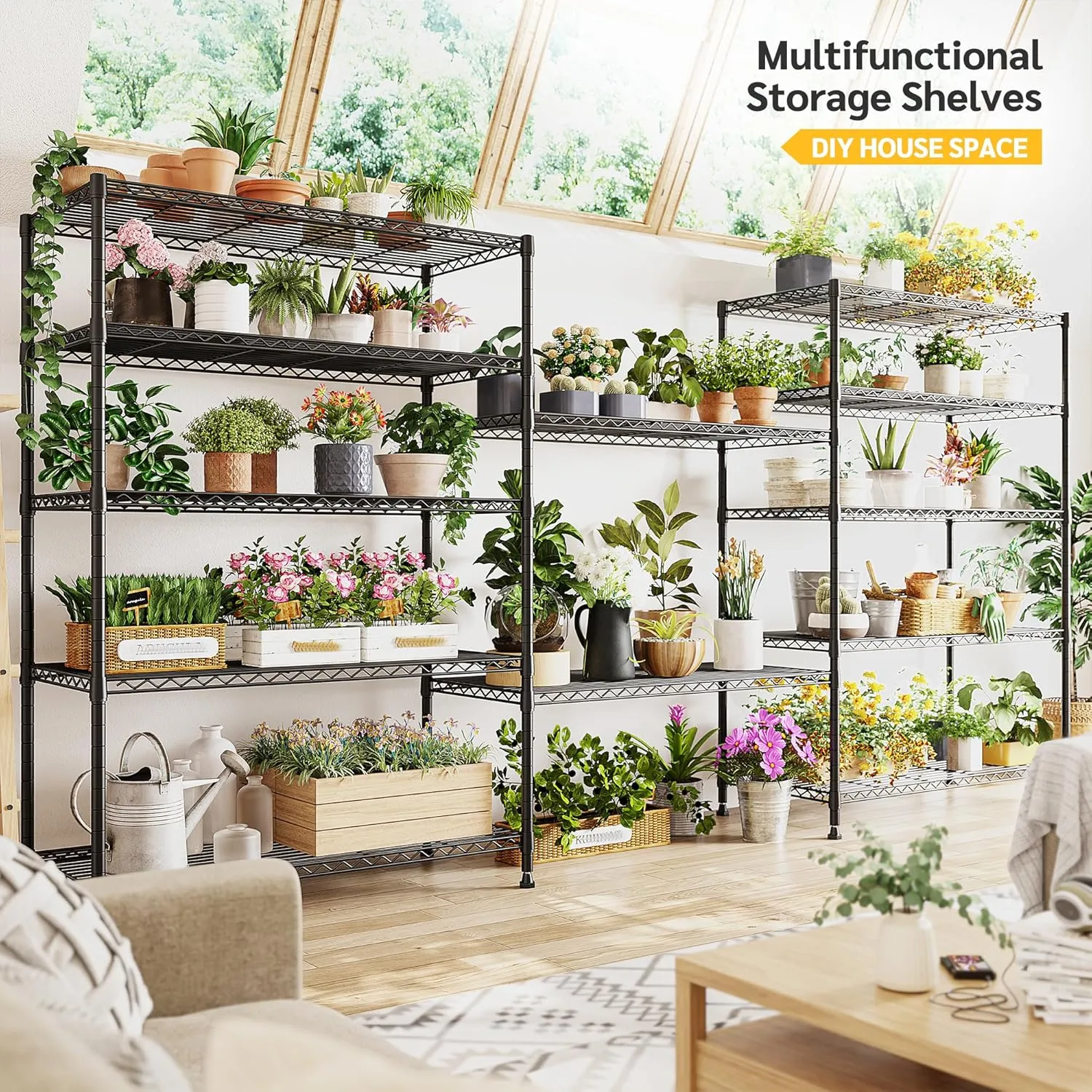 REIBII 75''H Storage Shelves Metal Shelving Unit, 6 Tier Wire Shelving for Pantry Shelves Adjustable 1200LBS Garage Shelving Heavy Duty Storage Rack for Kitchen Garage, 35.4''W*75''H*15.7" D