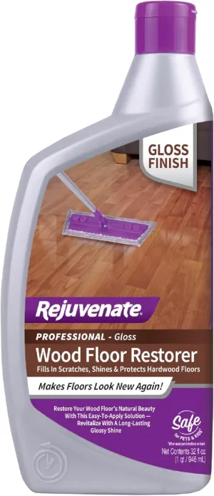 Rejuvenate Professional Wood Floor Restorer and Polish with Durable Finish Easy Mop On Application High Gloss Finish 32oz
