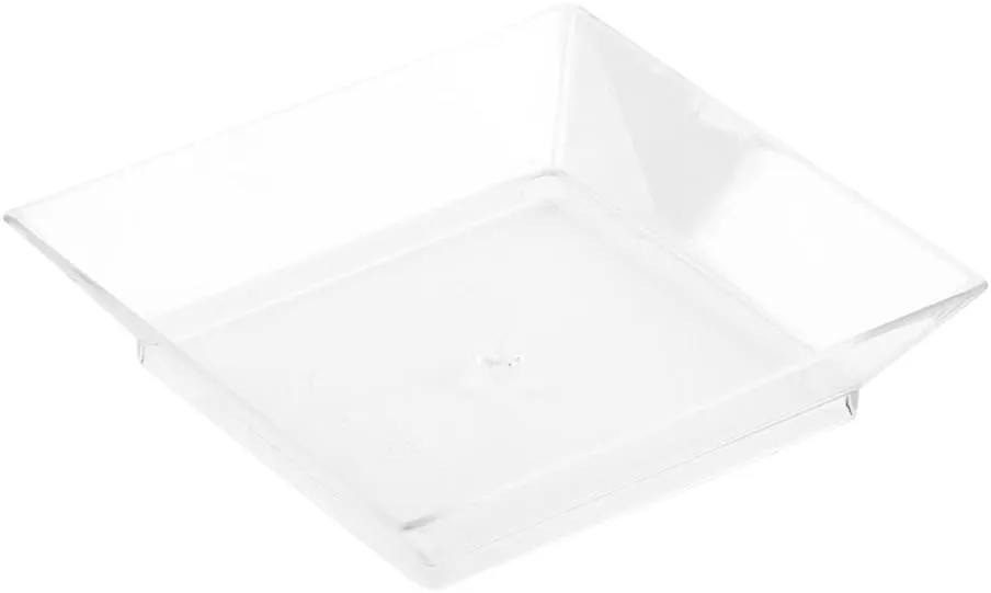 Restaurantware 2.5 x 2.5 Inch Mini Tasting Plates 100 Disposable Square Plastic Plates - Durable Stylish Clear Plastic Hors D'oeuvre Serving Plates For Desserts Or Appetizers At Parties