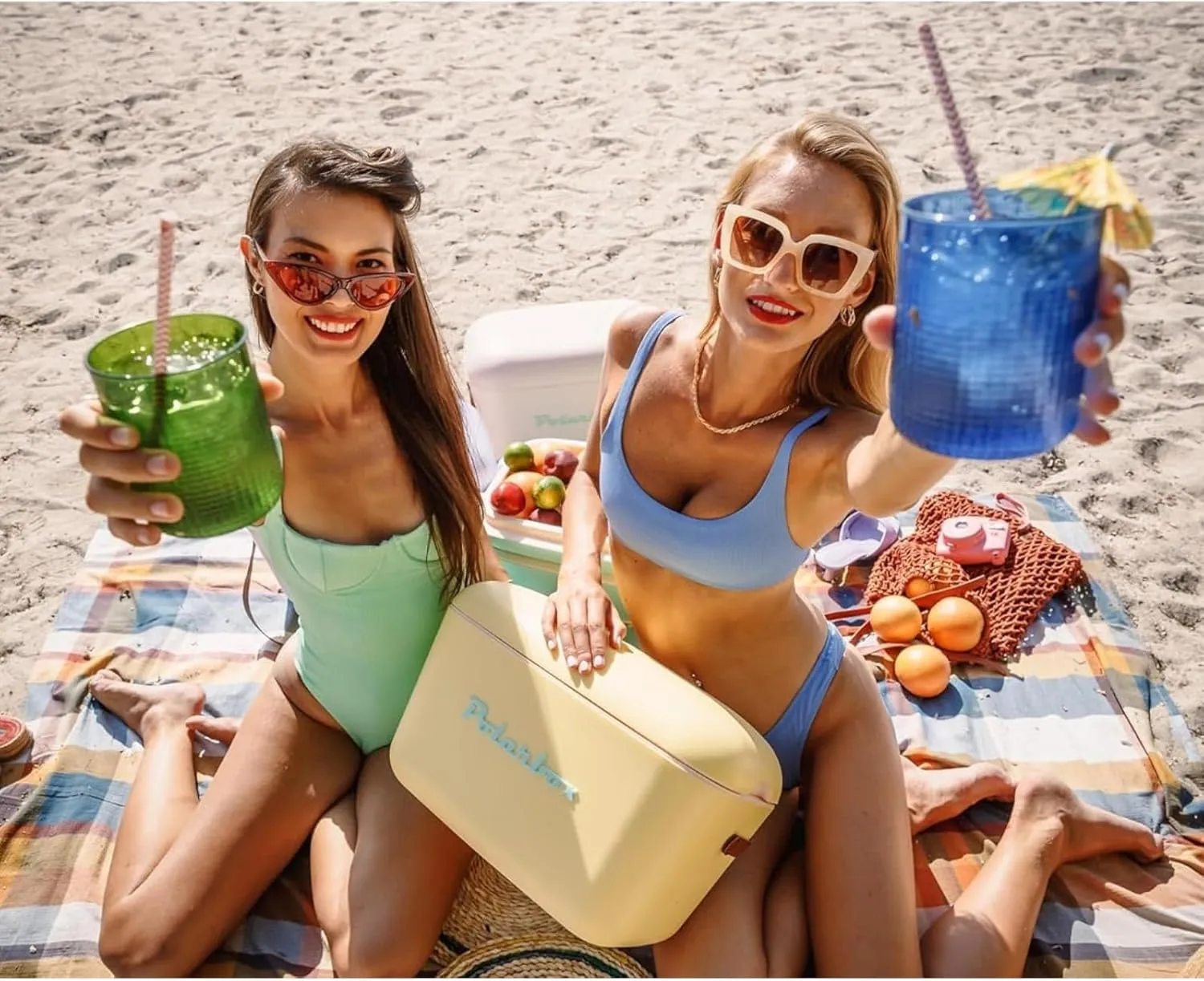 Retro Beach Cooler Vintage Picnic Lunch Box Bag Portable Cooler Travel Camping Hiking 90s Style Ice Chest