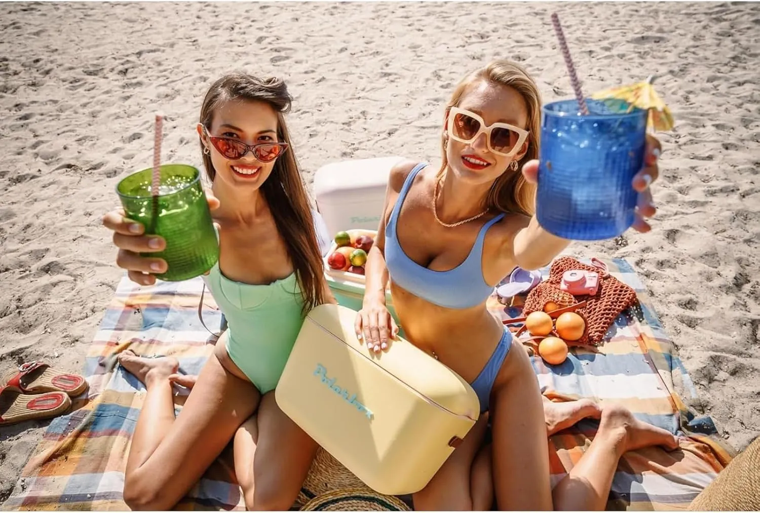 Retro Beach Cooler Vintage Picnic Lunch Box Bag Portable Cooler Travel Camping Hiking 90s Style Ice Chest