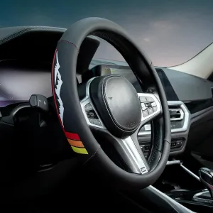 Retro Tri-Color Stripes Mountain Leather Steering Wheel Cover for Toyota TRD Tacoma 4Runner Tundra Rav4 Highlander Land Cruiser Fj Cruiser, Non-Slip, Breathable,Accessories for TRD,14.5-15 inch