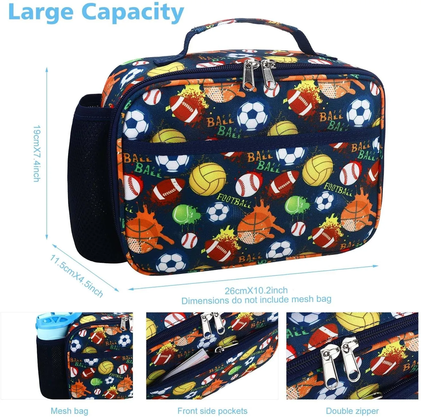 RHCPFOVR Kids Lunch Bag - Insulated Lunch Box for Boys Girls,Washable Lunch Bag and Reusable Toddler Leak-proof Lunchbox for School and Daycare