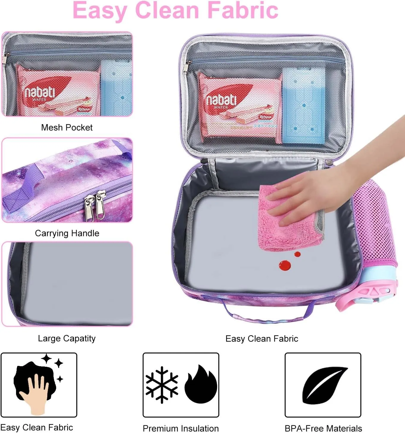 RHCPFOVR Kids Lunch Bag - Insulated Lunch Box for Boys Girls,Washable Lunch Bag and Reusable Toddler Leak-proof Lunchbox for School and Daycare