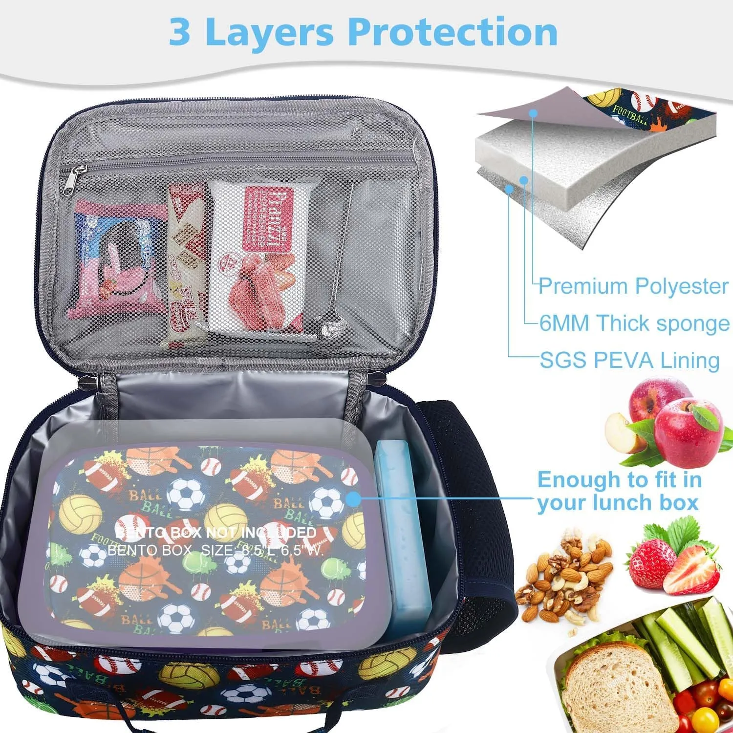 RHCPFOVR Kids Lunch Bag - Insulated Lunch Box for Boys Girls,Washable Lunch Bag and Reusable Toddler Leak-proof Lunchbox for School and Daycare