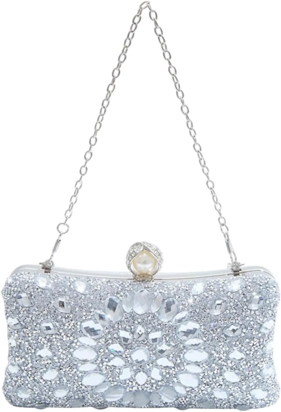 Rhinestones Clutch Elegant Bag with Removable Chain for Commitment