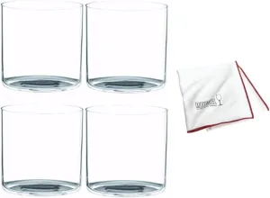Riedel O Wine Water Tumbler (4-Pack) with Polishing Cloth Bundle (3 Items)