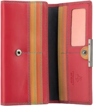 RIO 11 Ladies Large Soft Leather Wallet Purse Clutch (Red/Rhumba)