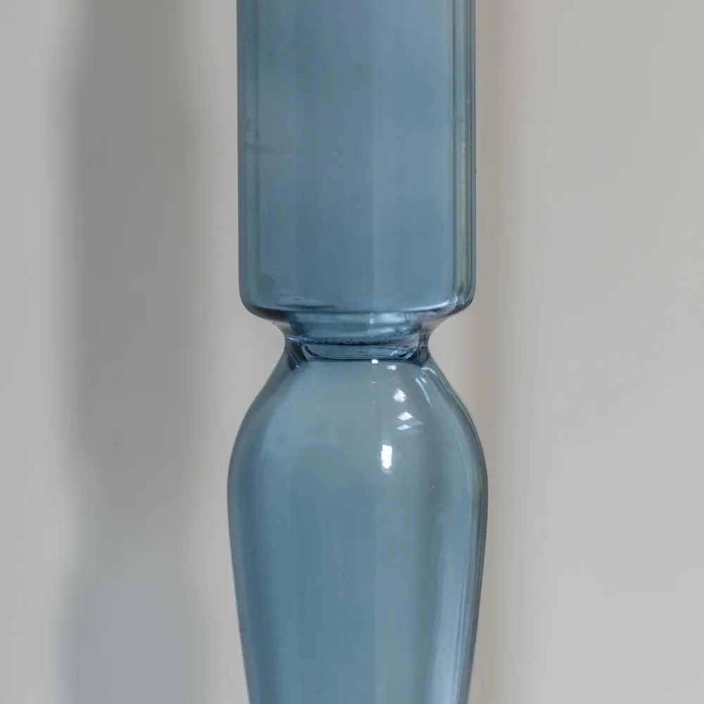 Rita Glass Candlestick - Blue
