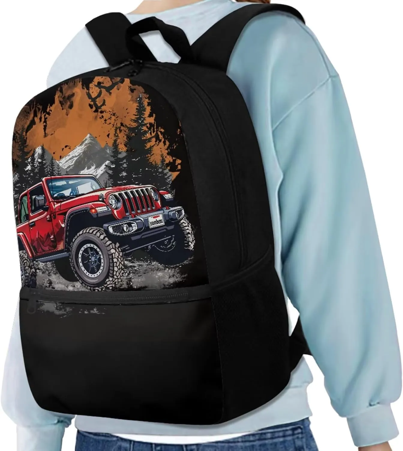 Rnyleeg Car Backpack for Boys with Lunchbox Four Piece Boys Backpack 10-12 Years Old Lightweight 15 Inch Bookbag Set for Elemenetary School Back to School Gifts for Kids
