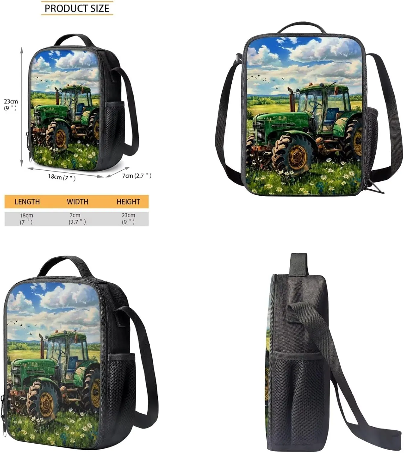 Rnyleeg Elementary Backpack for Boys Tractor Boys Backpack 10-12 Years Old with Lunch Box Lightweight 15 inch Bookbag Set 4 in 1 for Daycare Back to School Supplies Set