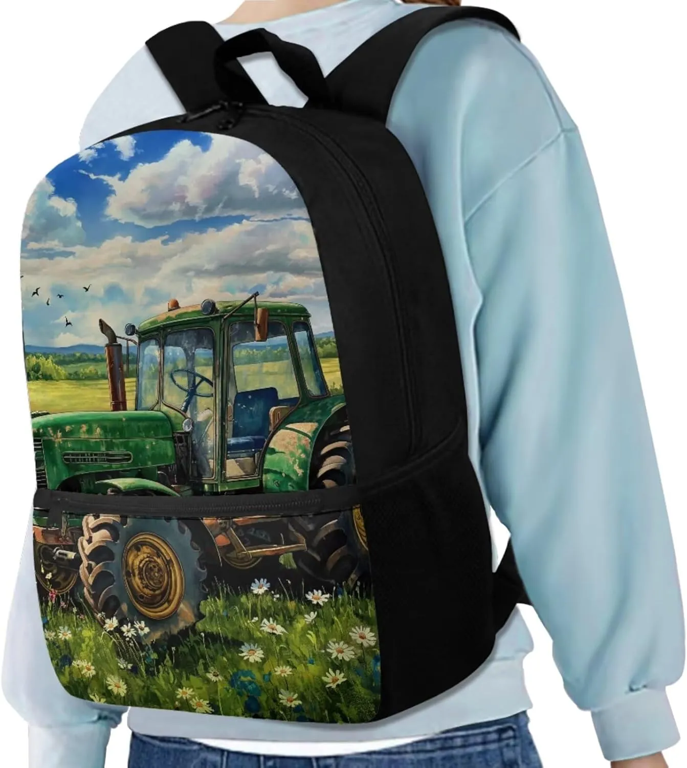 Rnyleeg Elementary Backpack for Boys Tractor Boys Backpack 10-12 Years Old with Lunch Box Lightweight 15 inch Bookbag Set 4 in 1 for Daycare Back to School Supplies Set
