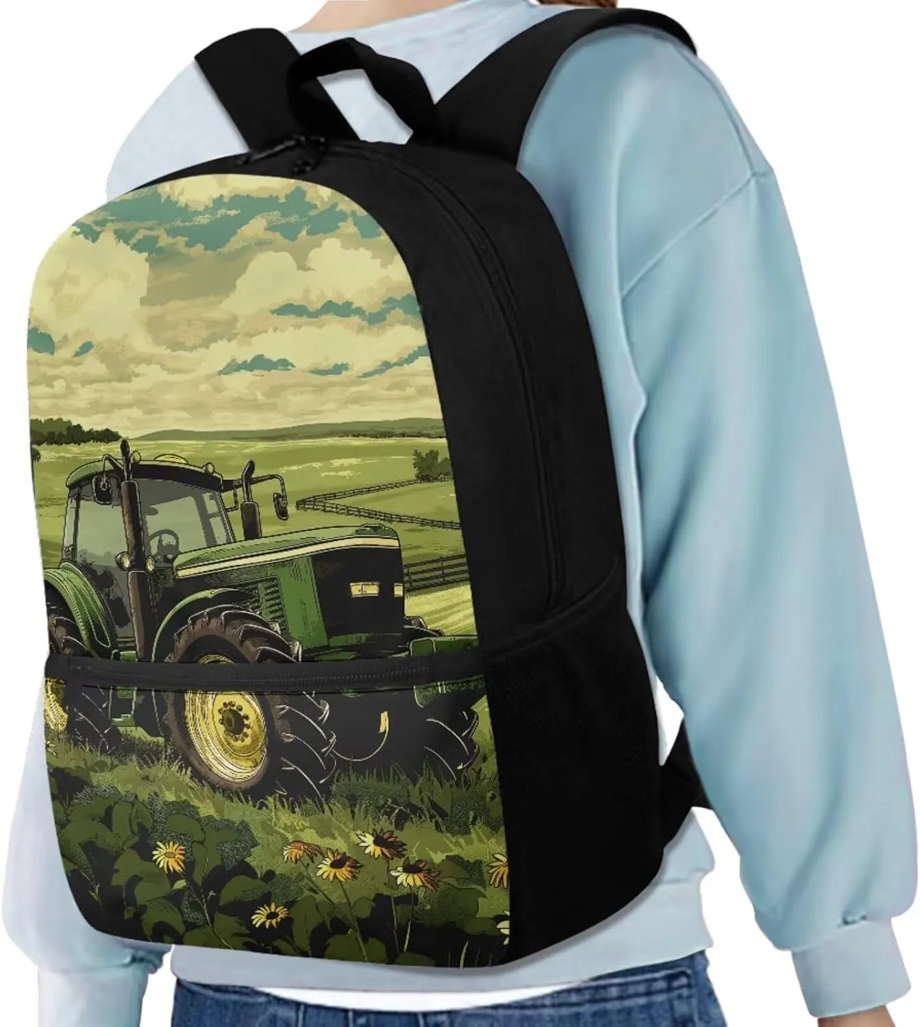 Rnyleeg Tractor Primary Backpack for Boys 4 Pcs Boys Bookbag Ages 8-10 with Lunchbox 15 inch School Backpack for Elementary School Supply Bag Travel Book Bag Casual Daypack
